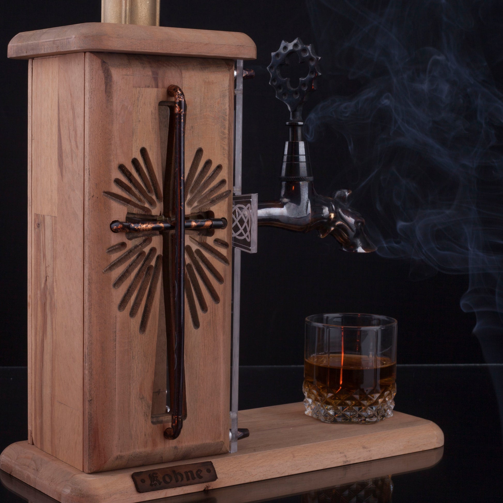 Cross Crucifix Viski Çeşmesi Oak & Eskitme Bakır Premium Viski Çeşmesi