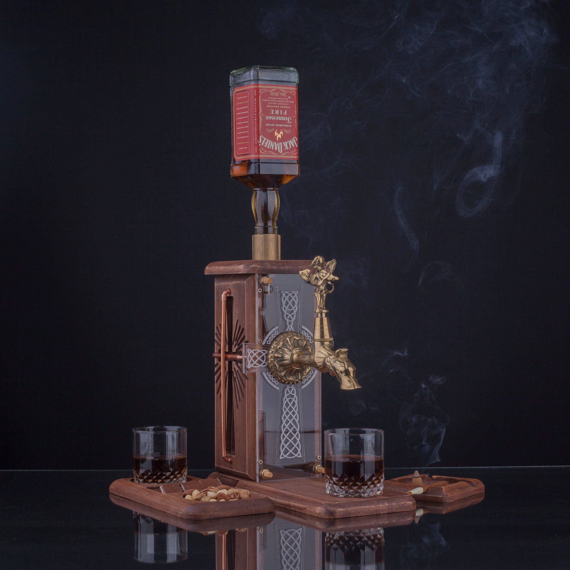Cross Crucifix Viski Çeşmesi Kahverengi & Gold Premium Viski Çeşmesi
