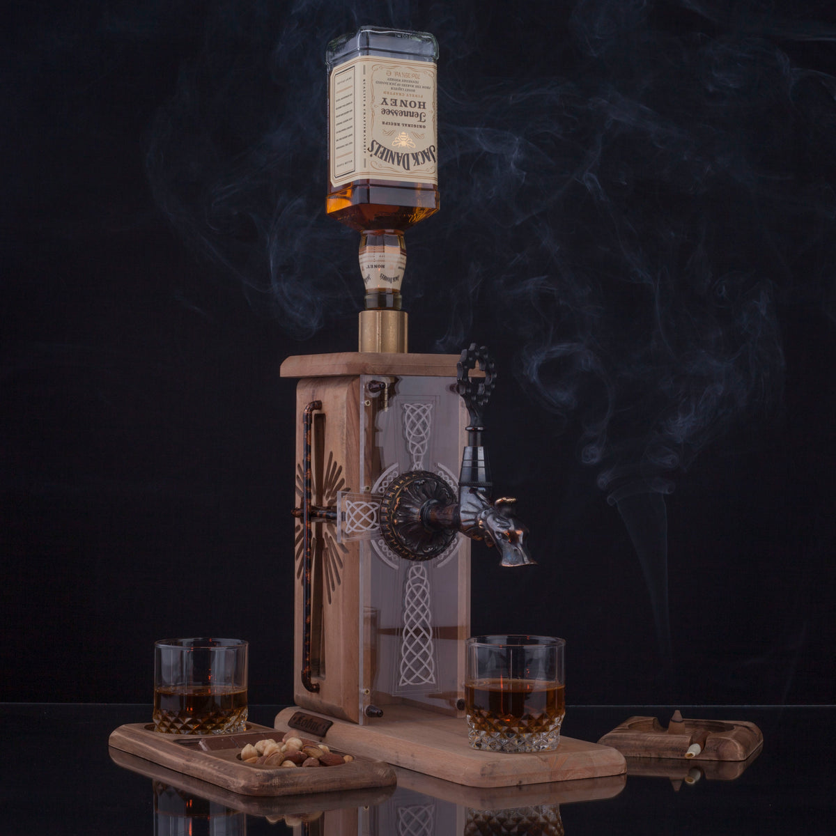 Cross Crucifix Viski Çeşmesi Oak & Eskitme Bakır  Premium Viski Çeşmesi