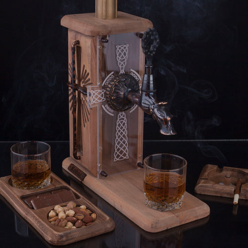 Cross Crucifix Viski Çeşmesi Oak & Eskitme Bakır  Premium Viski Çeşmesi