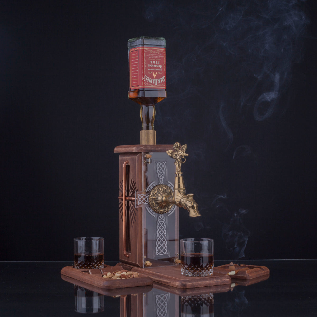 Cross Crucifix Viski Çeşmesi Kahverengi & Gold  Premium Viski Çeşmesi