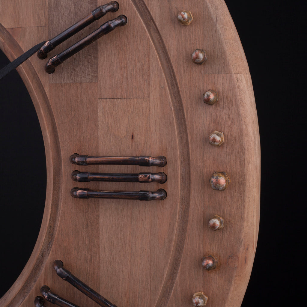 KohneAtelier Roma Bakır Duvar Saati Oak & Eskitme Bakır  , Premium Duvar saati