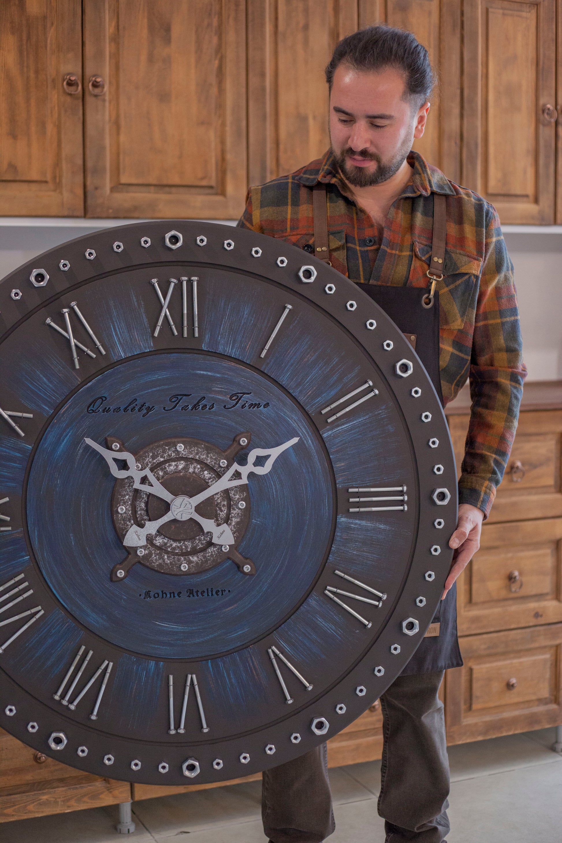 KohneAtelier SomGRAY  NAVYBlue Duvar Saati, Premium Duvar saati