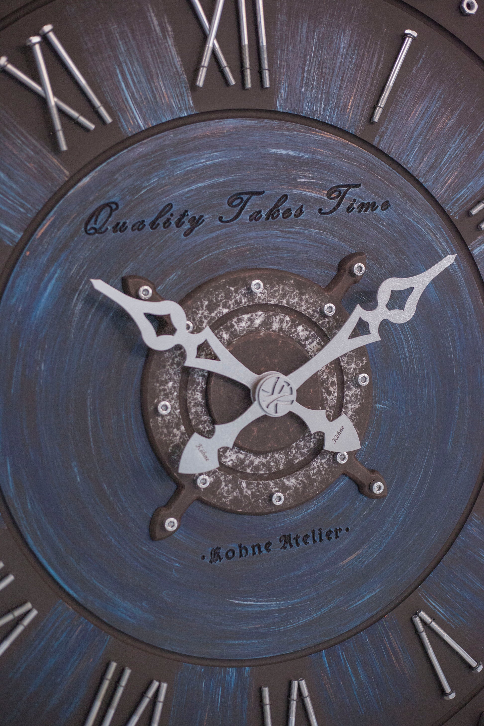 KohneAtelier SomGRAY  NAVYBlue Duvar Saati, Premium Duvar saati