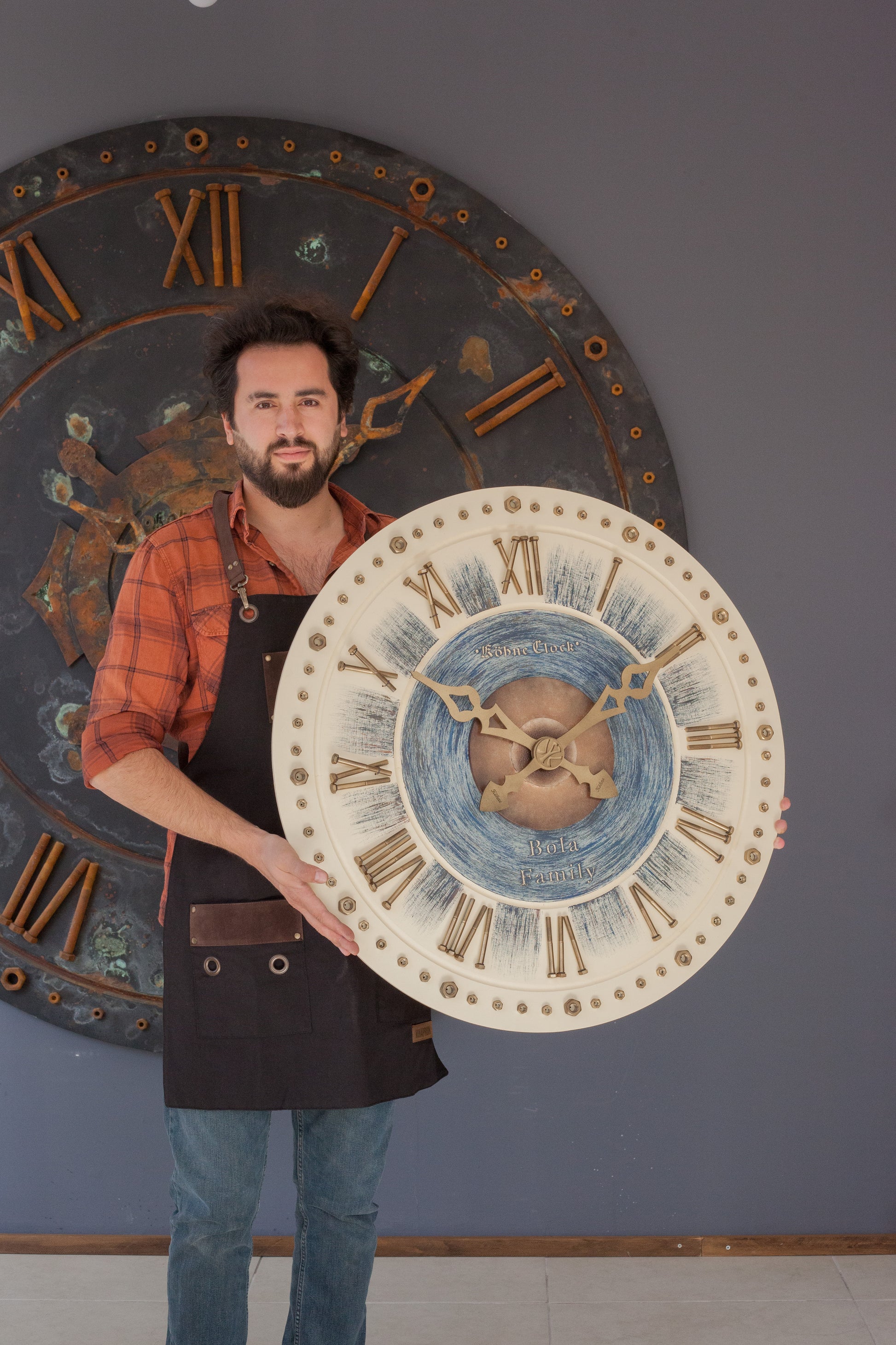 KohneAtelier Somwhiteblue  Duvar Saati, Premium Duvar saati