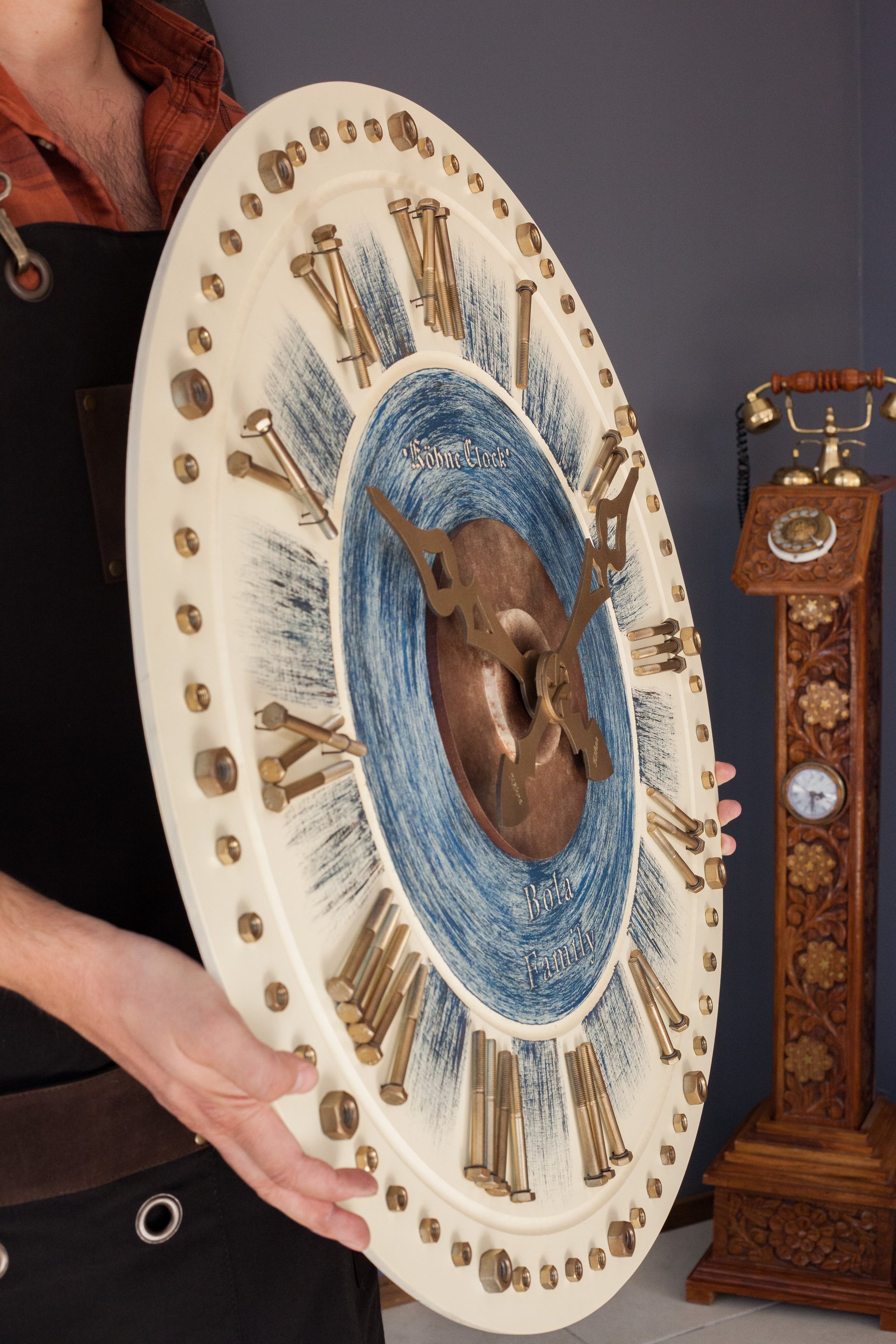 KohneAtelier Somwhiteblue  Duvar Saati, Premium Duvar saati