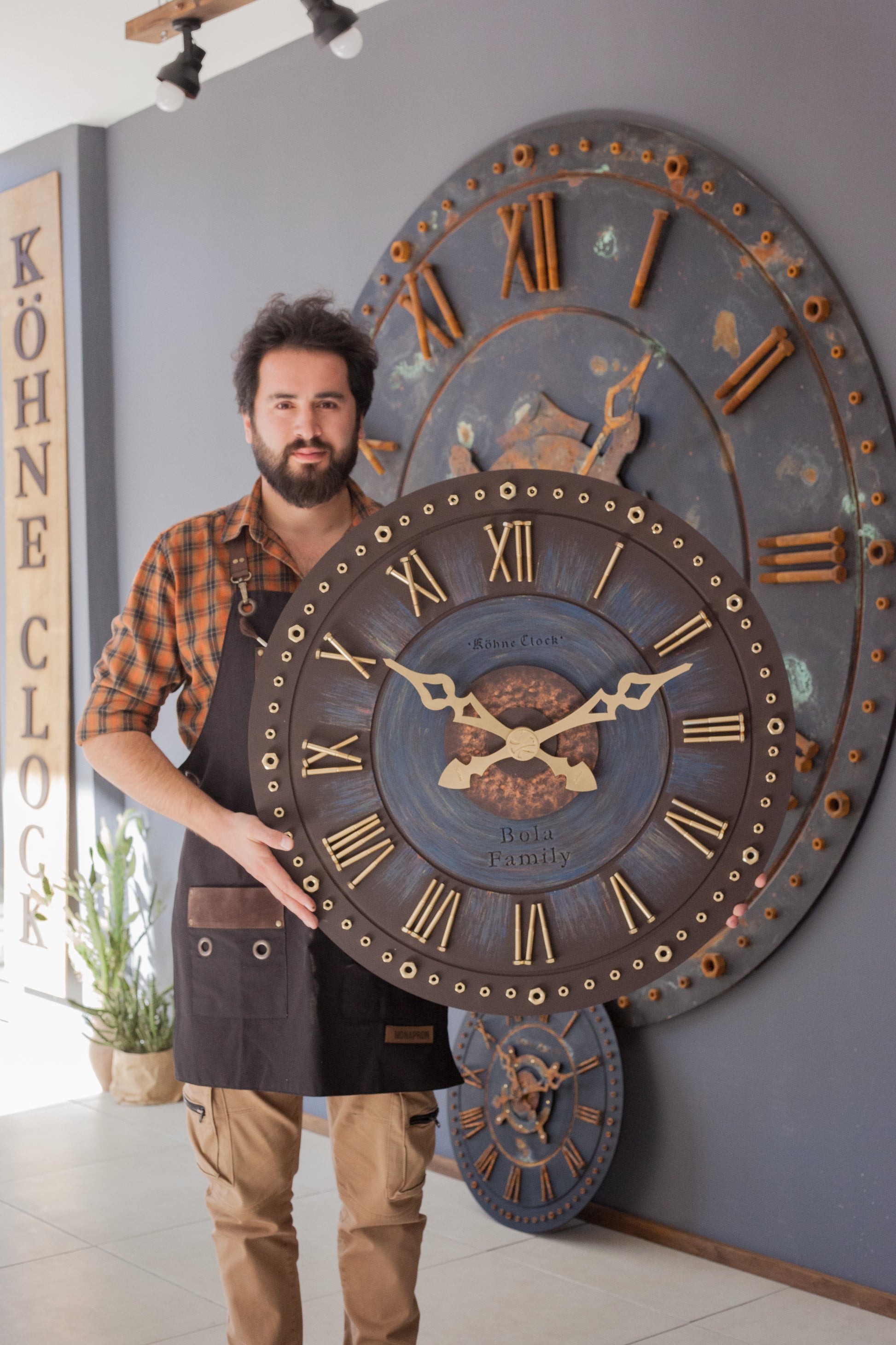 KohneAtelier Som NAVYBlue Duvar Saati, Premium Duvar saati